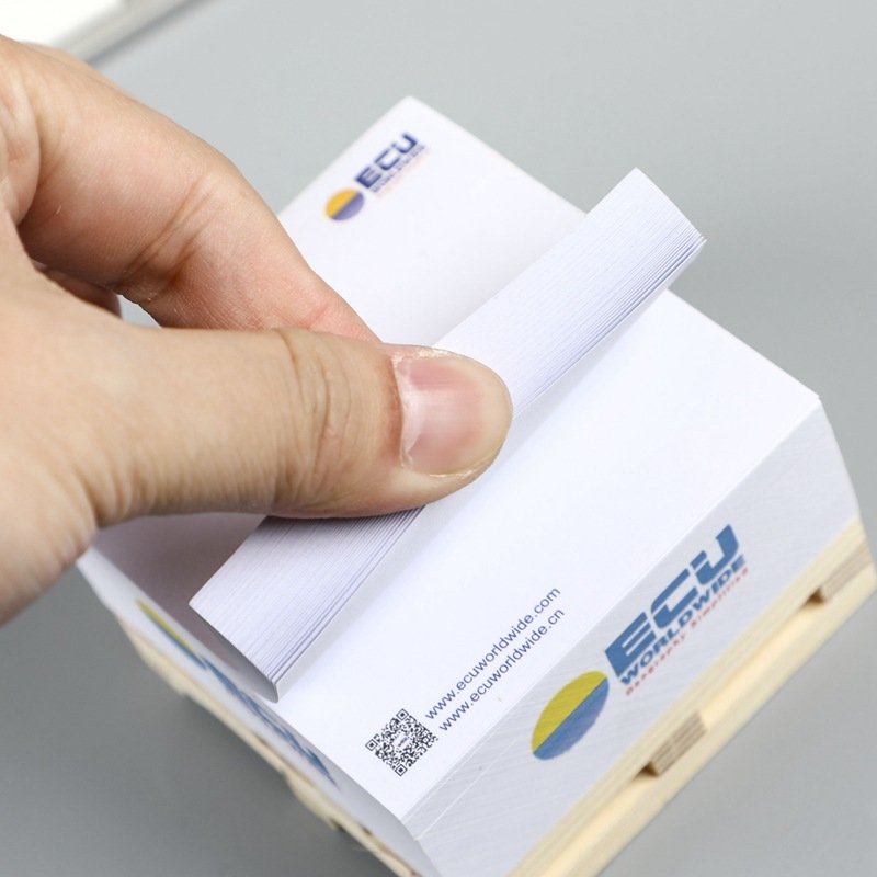 Advertising Paper Sticky Note Cube Custom Logo Office Memo Pad Block Printed On 4 Sides for Promotional Giveaways