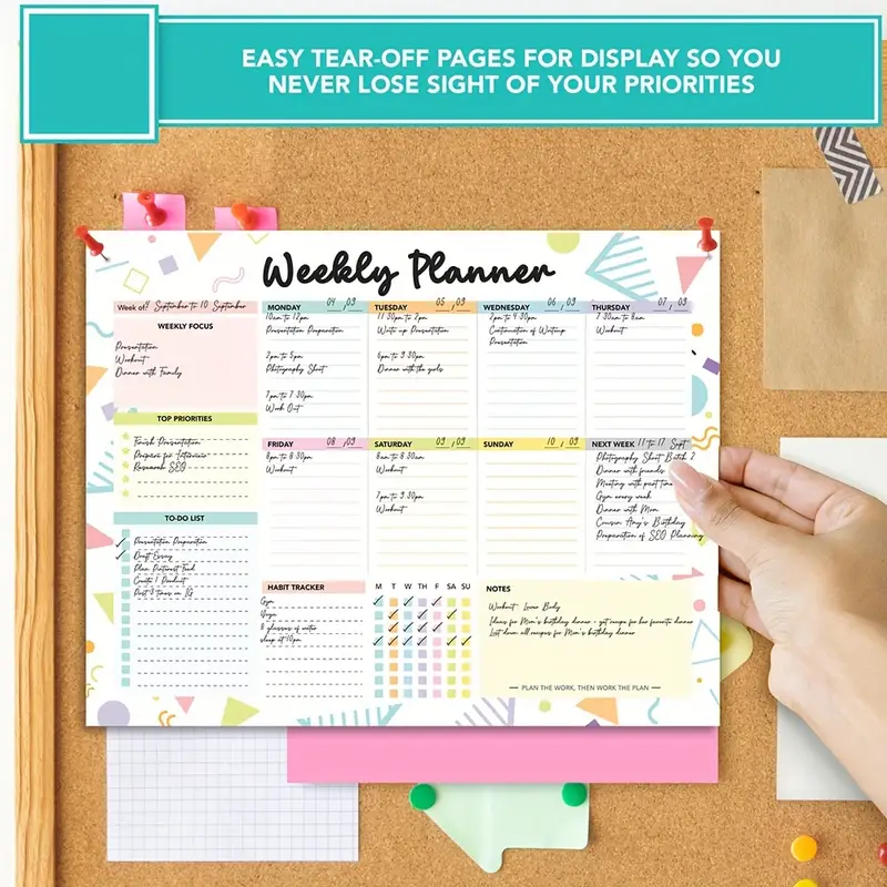 Weekly Planner Pad with 52 Easy Tear-Off Sheets - Perfect for Adults Colorful Daily Planner for Work School Humorous Office Gift