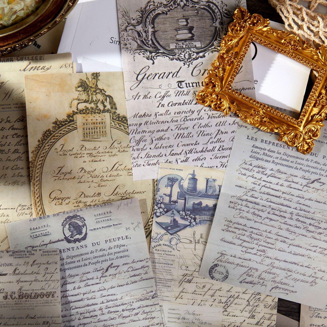 100pcs/pack Material Paper Troubadour Series Vintage Handbook Decoration Collage Base Material