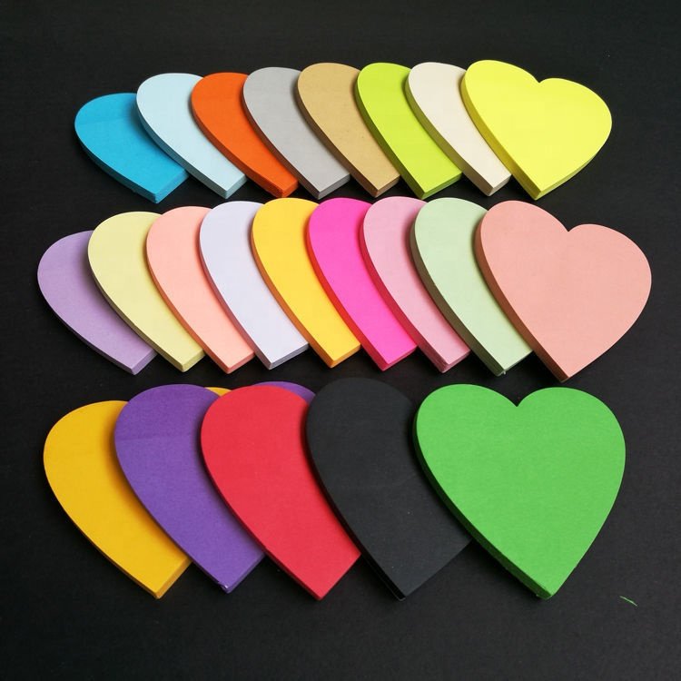 Custom kawaii Heart Shape creative eco friendly Colorful stationery set Self-adhesive sticky notes