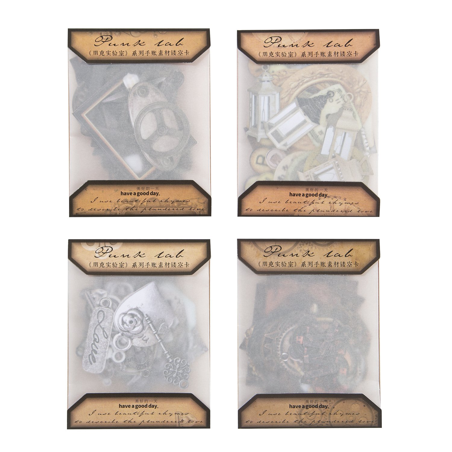 30 Pieces/Pack Hard Card Punk Laboratory Series Retro Hollow Hand Account Diy Material Decoration Base into 4 Models