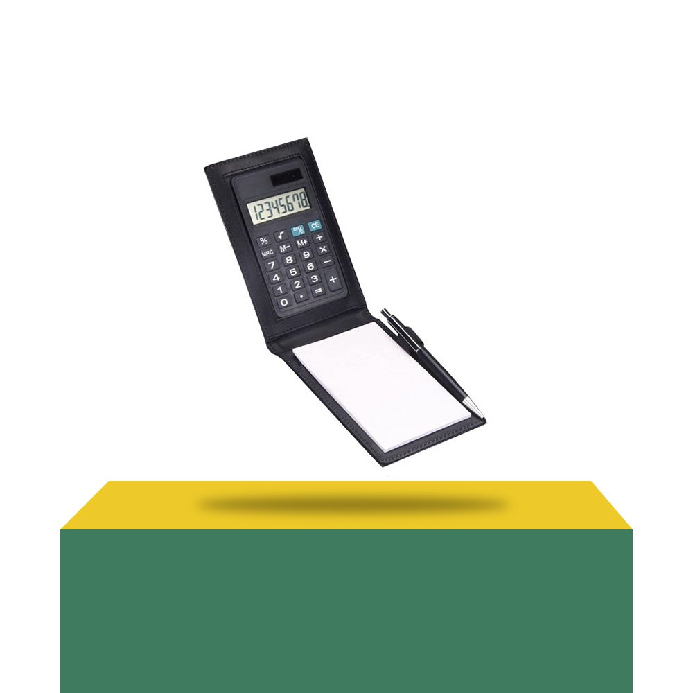 Custom Business Notebook Lined Memo Pad Holder 8 Digital Calculator Pen Slot Ball Point Pen Loop Metal Small School Office