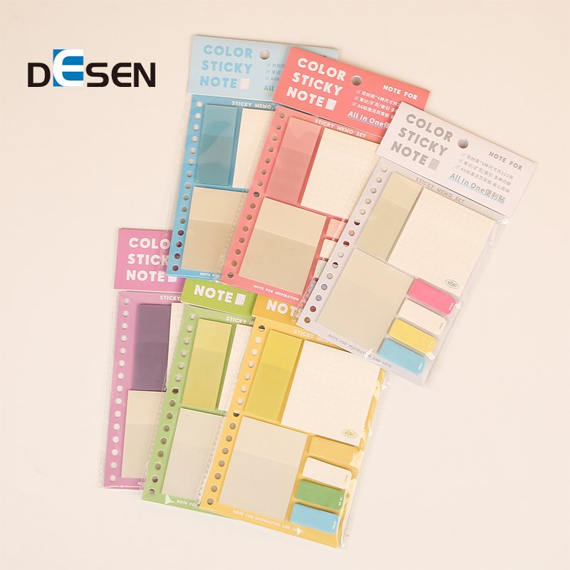 DESEN Factory Direct Stationery Portable 7 PIECE SET Memo Pads Sticky Notes South Korea Gradient Personalised Sticky Notes