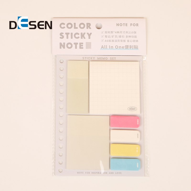 DESEN Factory Direct Stationery Portable 7 PIECE SET Memo Pads Sticky Notes South Korea Gradient Personalised Sticky Notes