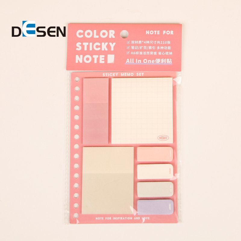 DESEN Factory Direct Stationery Portable 7 PIECE SET Memo Pads Sticky Notes South Korea Gradient Personalised Sticky Notes