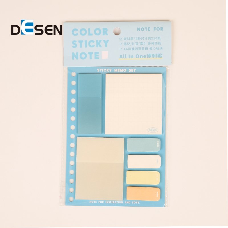 DESEN Factory Direct Stationery Portable 7 PIECE SET Memo Pads Sticky Notes South Korea Gradient Personalised Sticky Notes