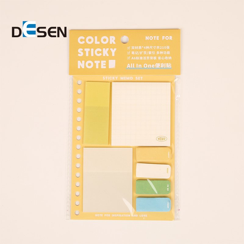 DESEN Factory Direct Stationery Portable 7 PIECE SET Memo Pads Sticky Notes South Korea Gradient Personalised Sticky Notes