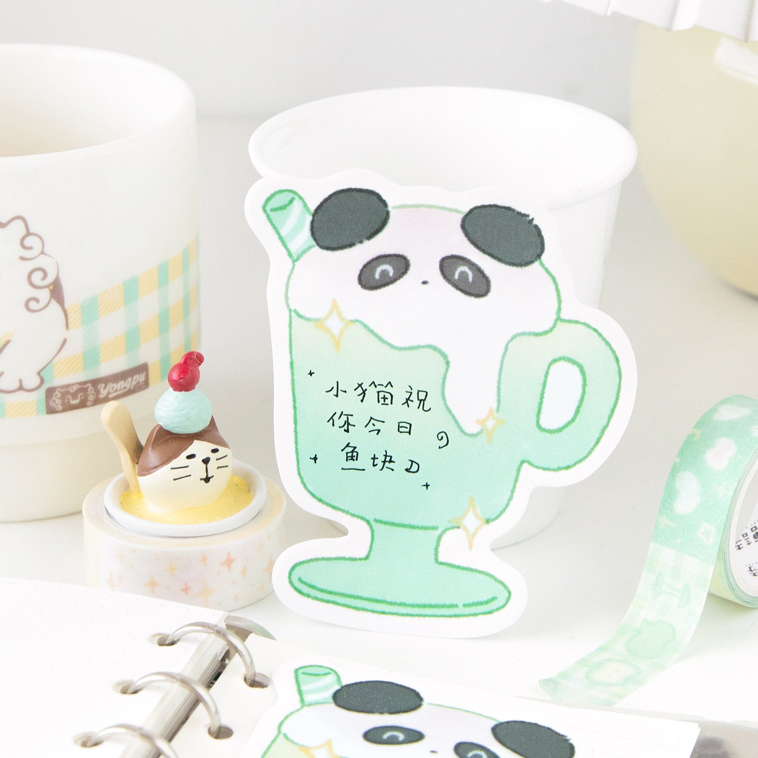 Cute cartoon animal Panda Sticky note Office Teaching Stationery Gifts Self-adhesive memo pad custom LOGO size wholesale