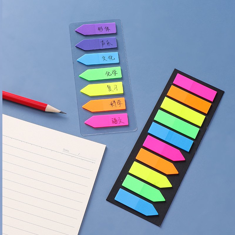 Custom Colorful PET Page Marker Sticky Notes Stationary Notebook Marker Waterproof Transparent Flags Sticky Notes