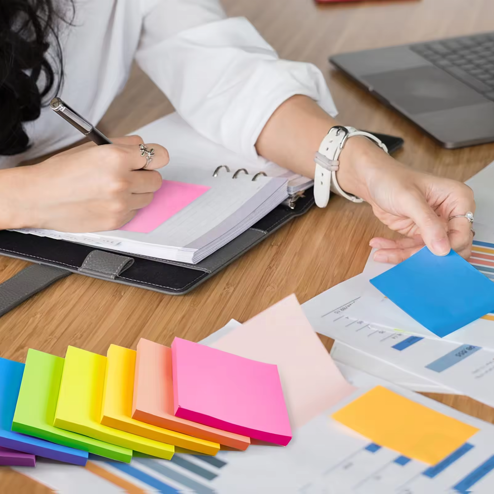 Sticky Notes 3 x 3 in Bright Colorful Super Sticking Power Memo Post High Stickiness Square Sticky Notes for Office