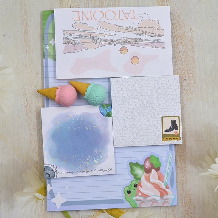 Customized Self-Adhesive Colorful Cute Stationery Cartoon Stickers Notepads Printing Memopad Sticky Notes