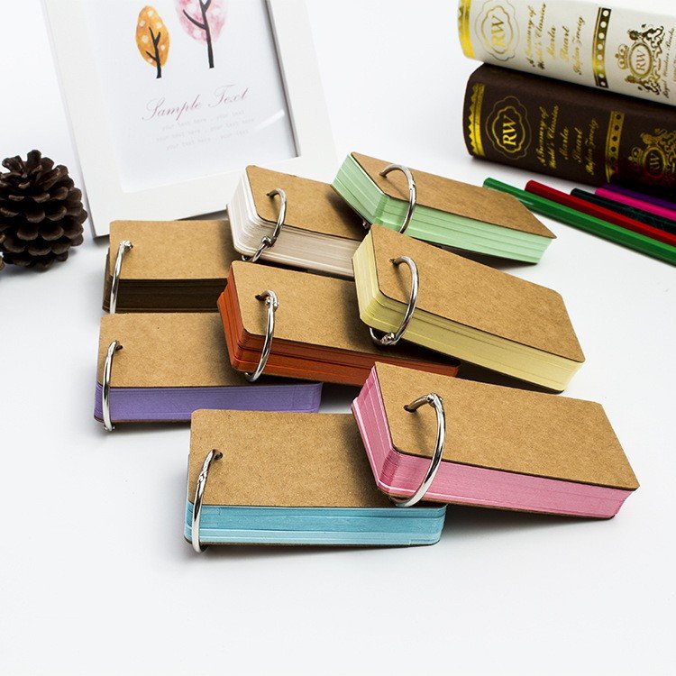Portable Candy Color Custom Ring Binder Blank Notepad Small Card Message DIY Blank Stationery Memory Hand Card Note Memo Pads