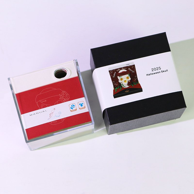 3D Memo Pad Custom Calendar Skull With Light Rose Flower Note Pads Desk Decor Cute Paper Bookmark Notepad Halloween Gift Items