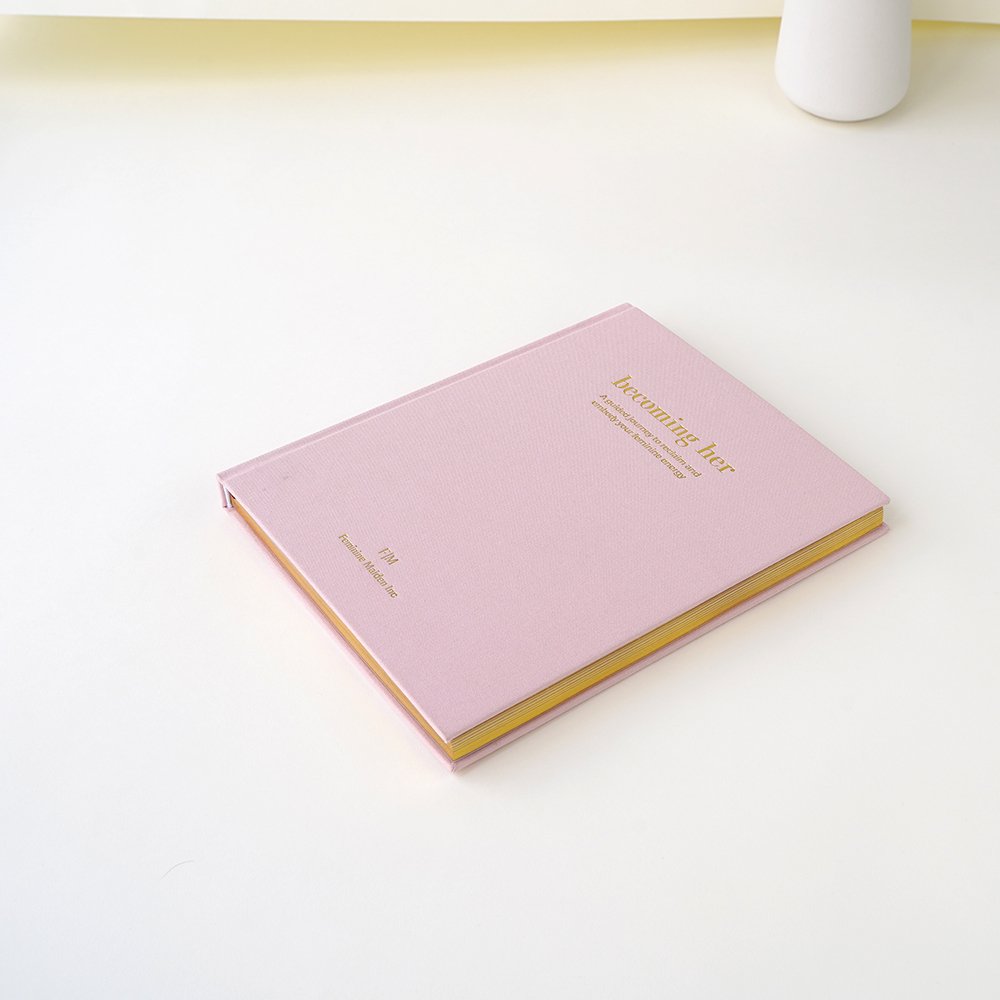 Custom A5 Daily Energy Journal Fabric Linen Hard Cover Business Pink Notebook Planner For Women