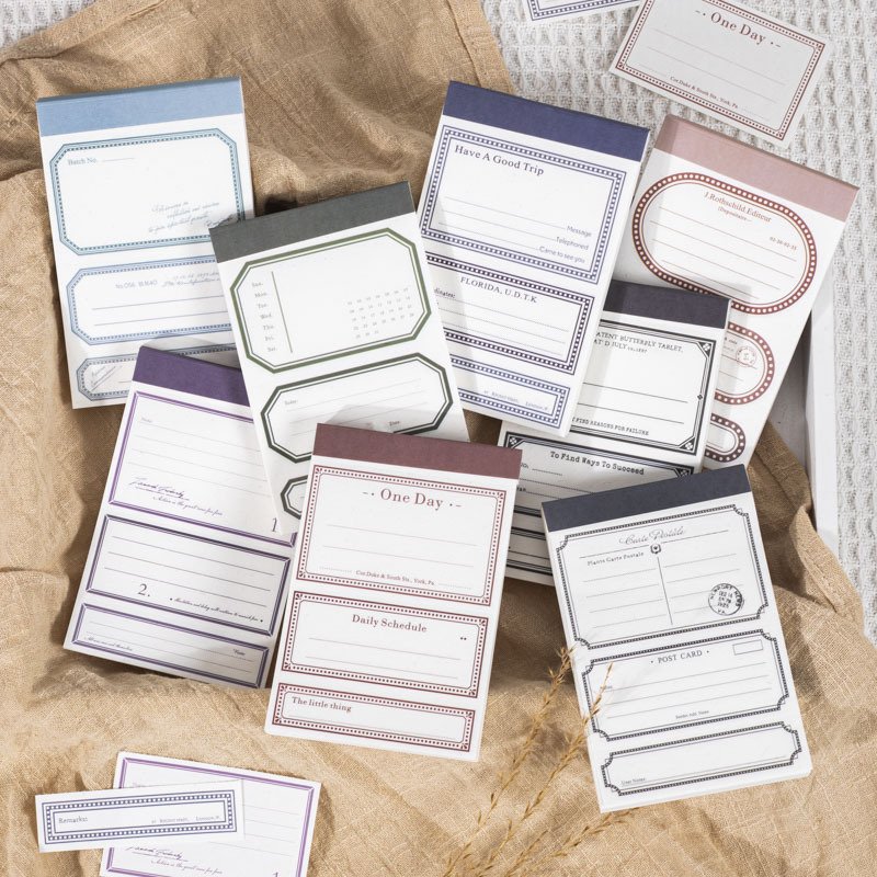 50pcs/pack message Notepad Paper Border Note Book Border Small Day Series Hand Account Material Decorative Paper 8Models