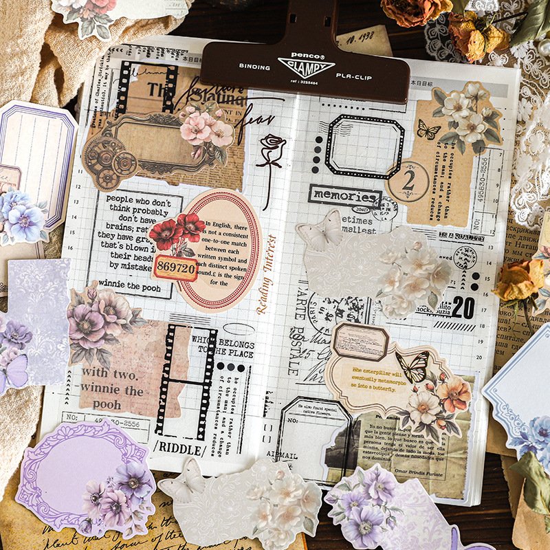 Vintage Flower Label 20 Shaped scrapbook paper Writing Collage Backing Paper 6 Options scrapbooking supplies scrapbook stickers