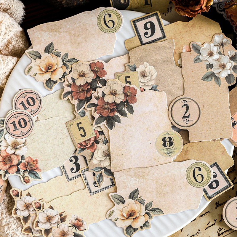 Vintage Flower Label 20 Shaped scrapbook paper Writing Collage Backing Paper 6 Options scrapbooking supplies scrapbook stickers