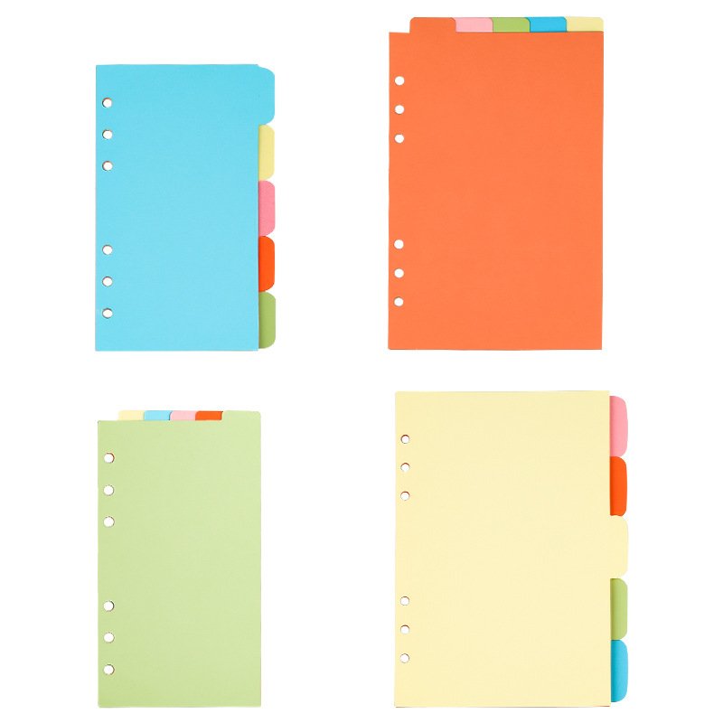 Custom logo A4/A5/A6/A7/B5 Loose Leaf color separator page Coated paper Dividers Index page 6 Holes for document decorative