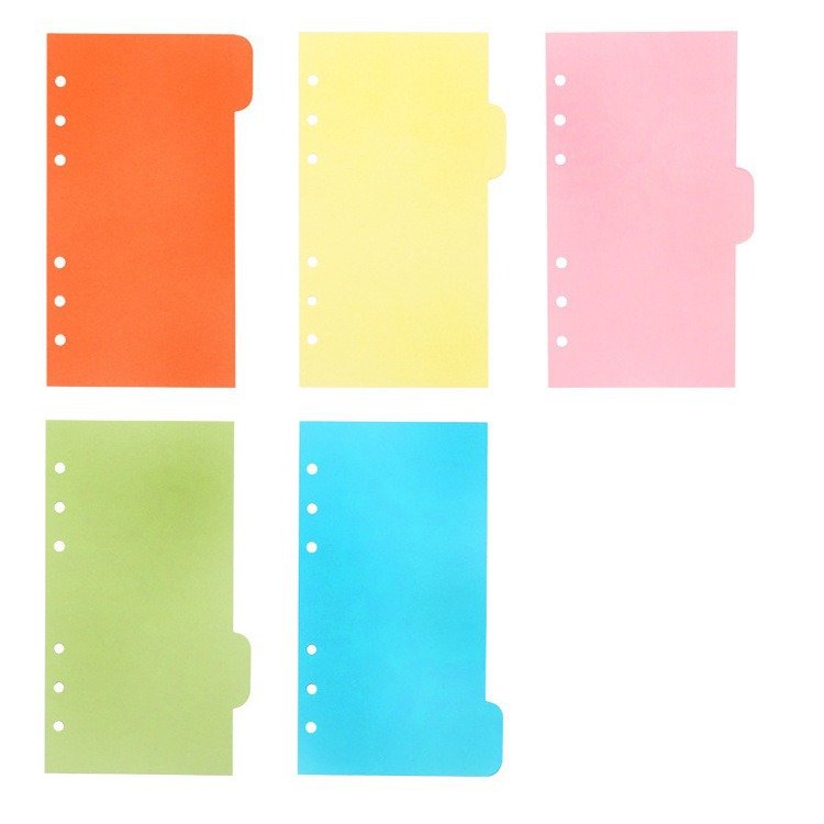 Custom logo A4/A5/A6/A7/B5 Loose Leaf color separator page Coated paper Dividers Index page 6 Holes for document decorative