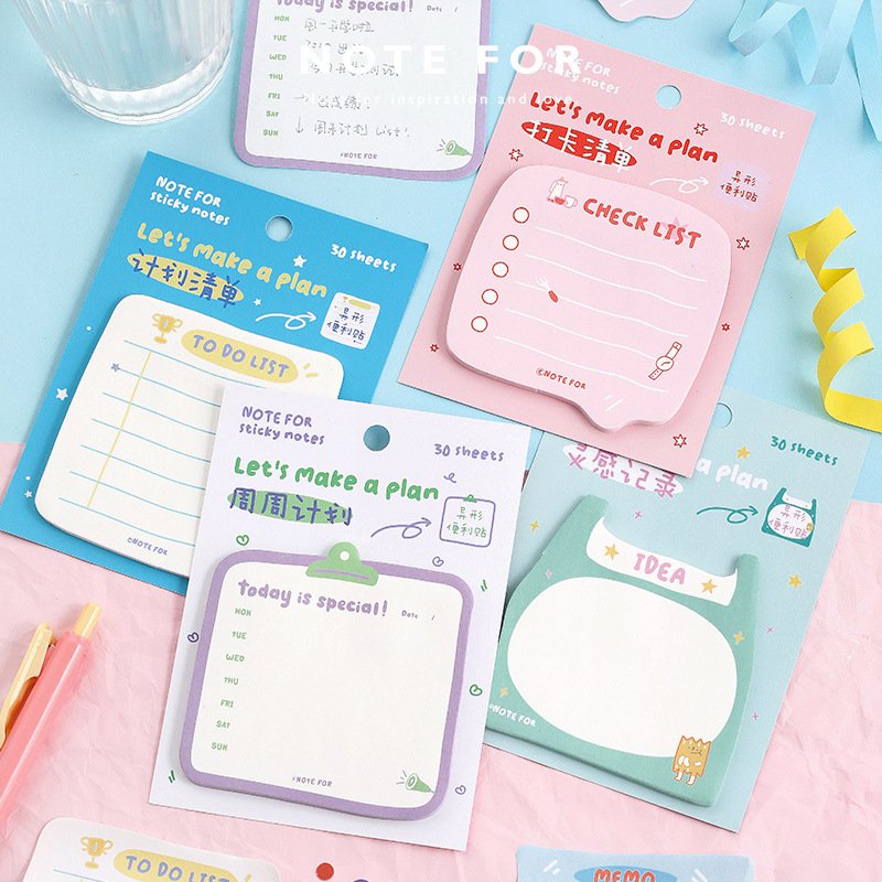 Plan list cute sticky notes cartoon girl heart student notebook office memo message N times post Sticky