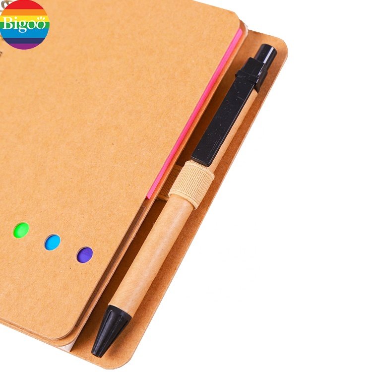 Portable pure color promotional paper notepads with pen memo pad sticky custom note pad gift set for office and school