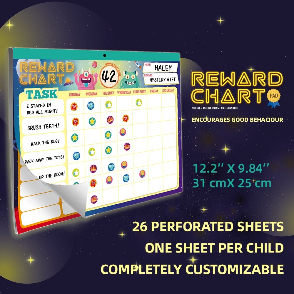 ODM Magnetic Behavior Reward Chart System Pad 26 perforated Chore Charts for Kids Stickers Motivate Responsibility Good Habits