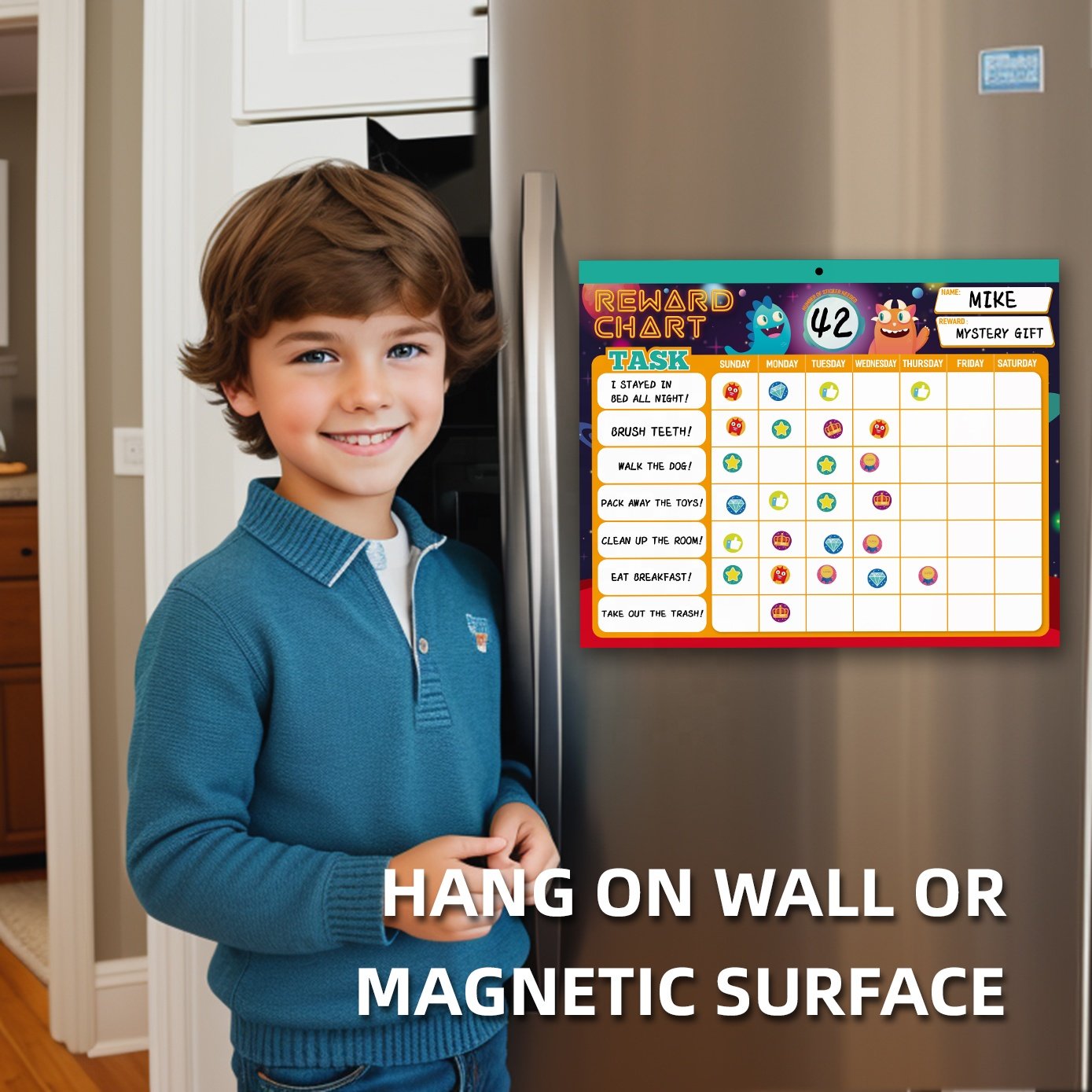 ODM Magnetic Behavior Reward Chart System Pad 26 perforated Chore Charts for Kids Stickers Motivate Responsibility Good Habits