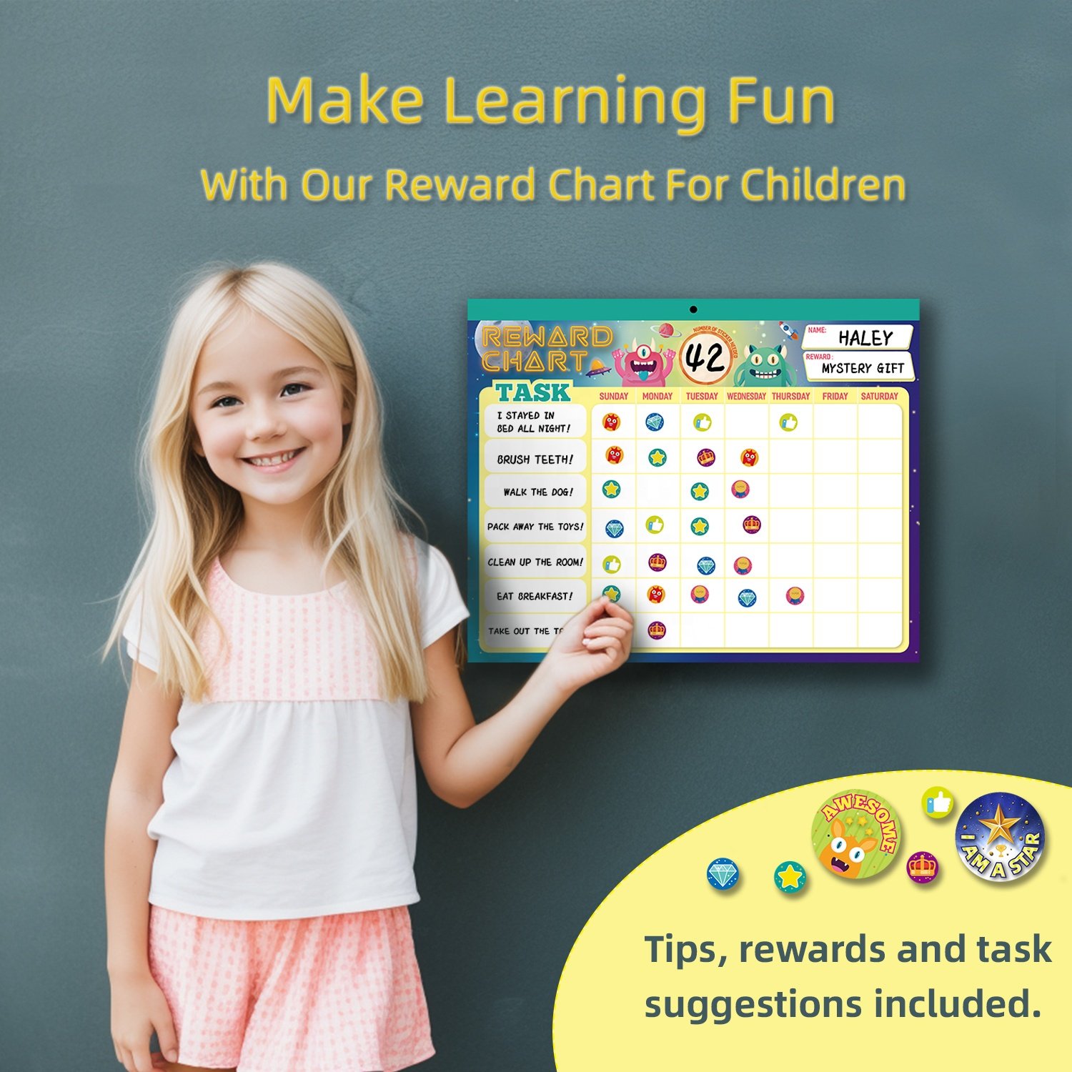 ODM Magnetic Behavior Reward Chart System Pad 26 perforated Chore Charts for Kids Stickers Motivate Responsibility Good Habits