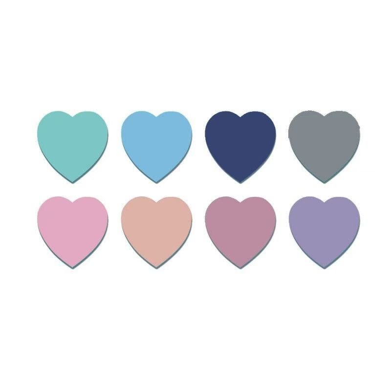 PET Transparent Fluorescence Colorful Sticky Note Heart Shaped Die Cutting Memo Pad For Studying Meeting Home Working