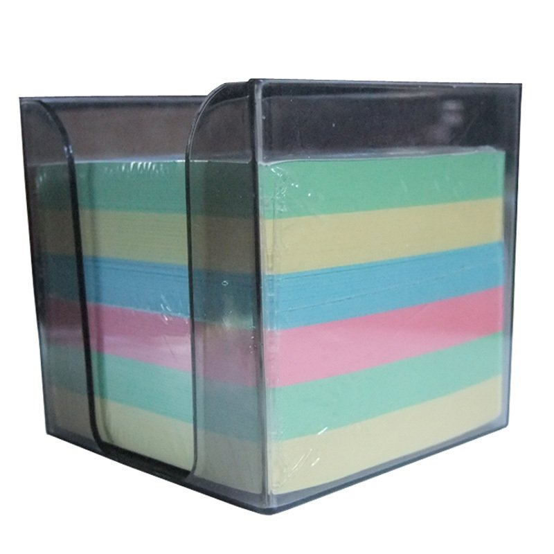 Factory customized print logo with plastic box memo pad cube notepad paper note cube