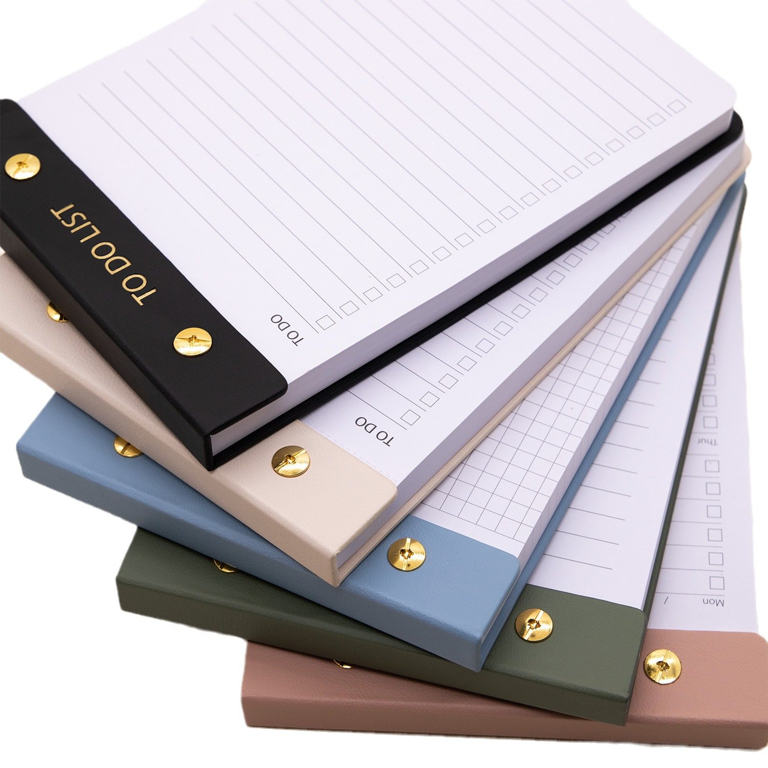 Wholesale A5 PU Leather Cover Diary Detachable Tear-off to Do List Printed Custom Notepad Gift Opp Bag White Hardcover FSC Paper