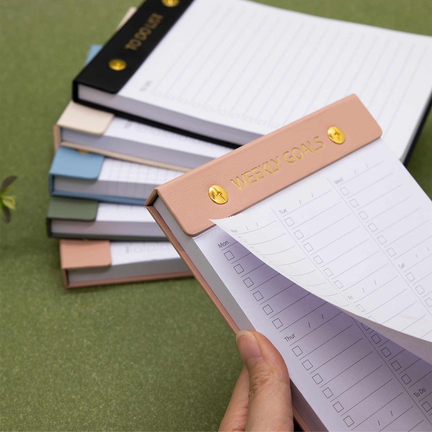 Wholesale A5 PU Leather Cover Diary Detachable Tear-off to Do List Printed Custom Notepad Gift Opp Bag White Hardcover FSC Paper