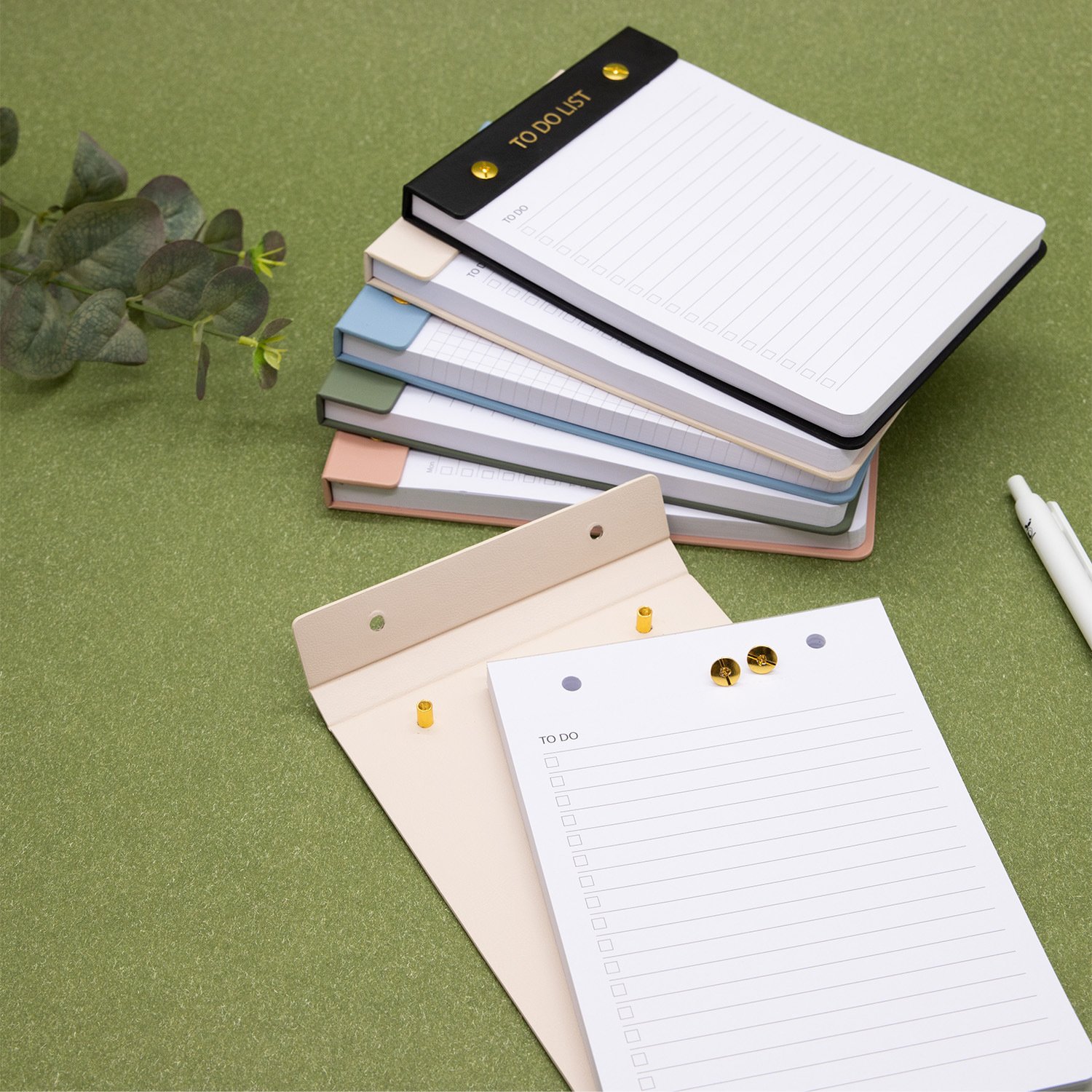 Wholesale A5 PU Leather Cover Diary Detachable Tear-off to Do List Printed Custom Notepad Gift Opp Bag White Hardcover FSC Paper