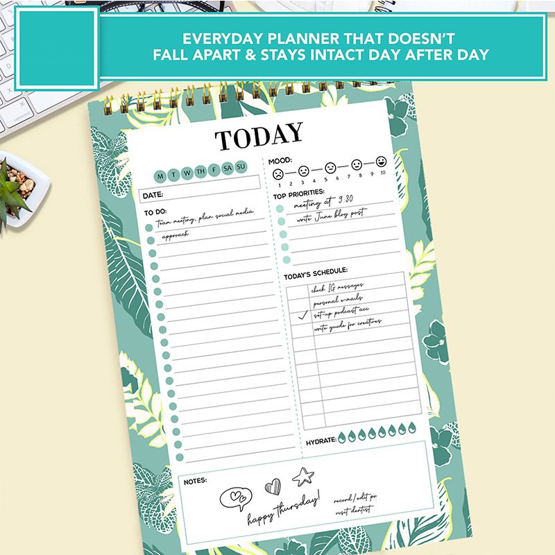 Daily Planner Memo Pad spiral binding notebook Tear-off Sheets Notepad Task Check List Organizer Agenda notepads