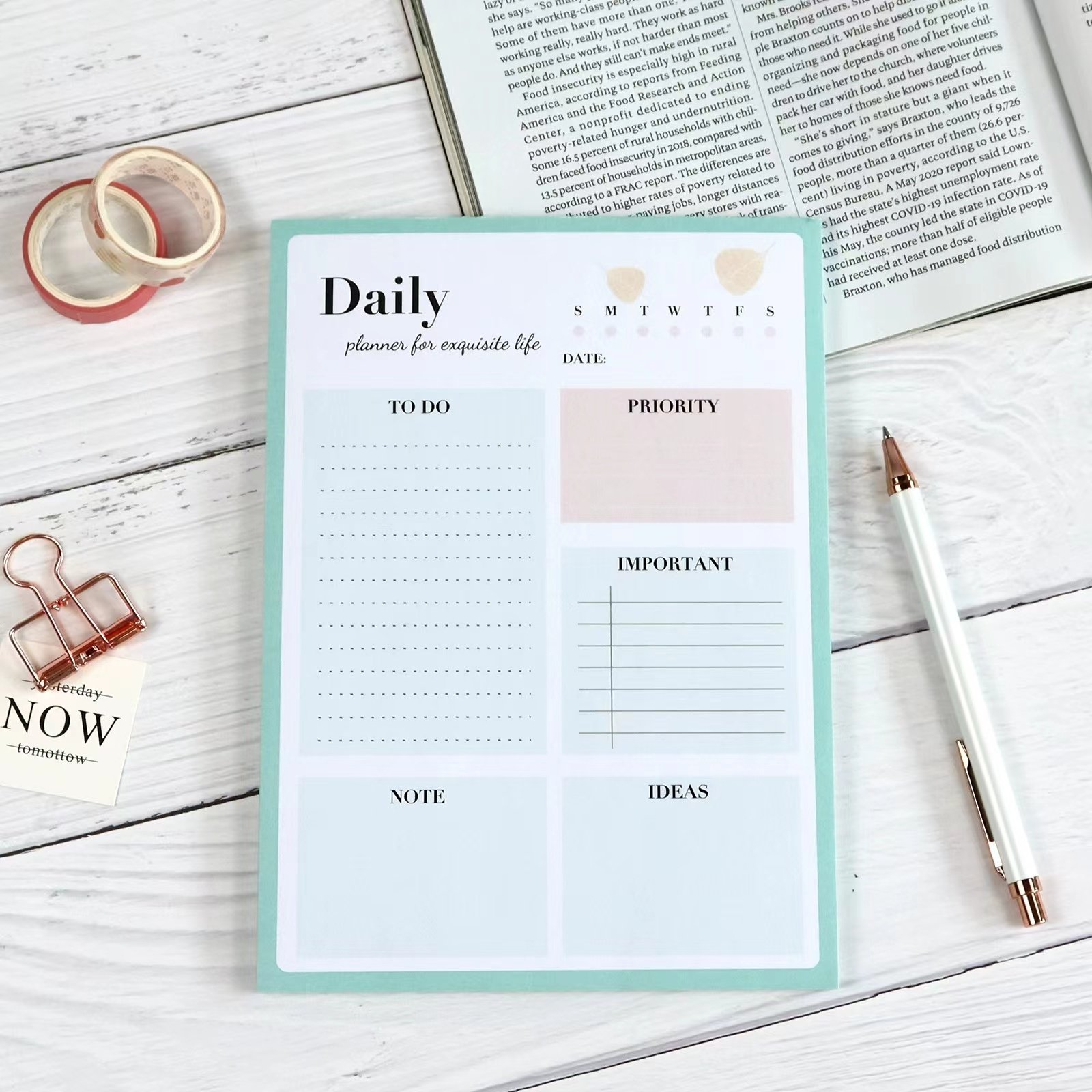 Daily Planner Notepad Tear-Off Daily Planning custom memo pad with To Do Lists