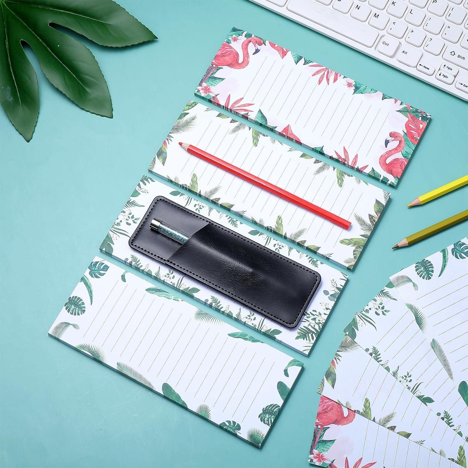 4pcs/set magnetic pad To-Do List Meal Planner List custom Refrigerator Magnet Reminders notepad with Pu Leather Pen Holder