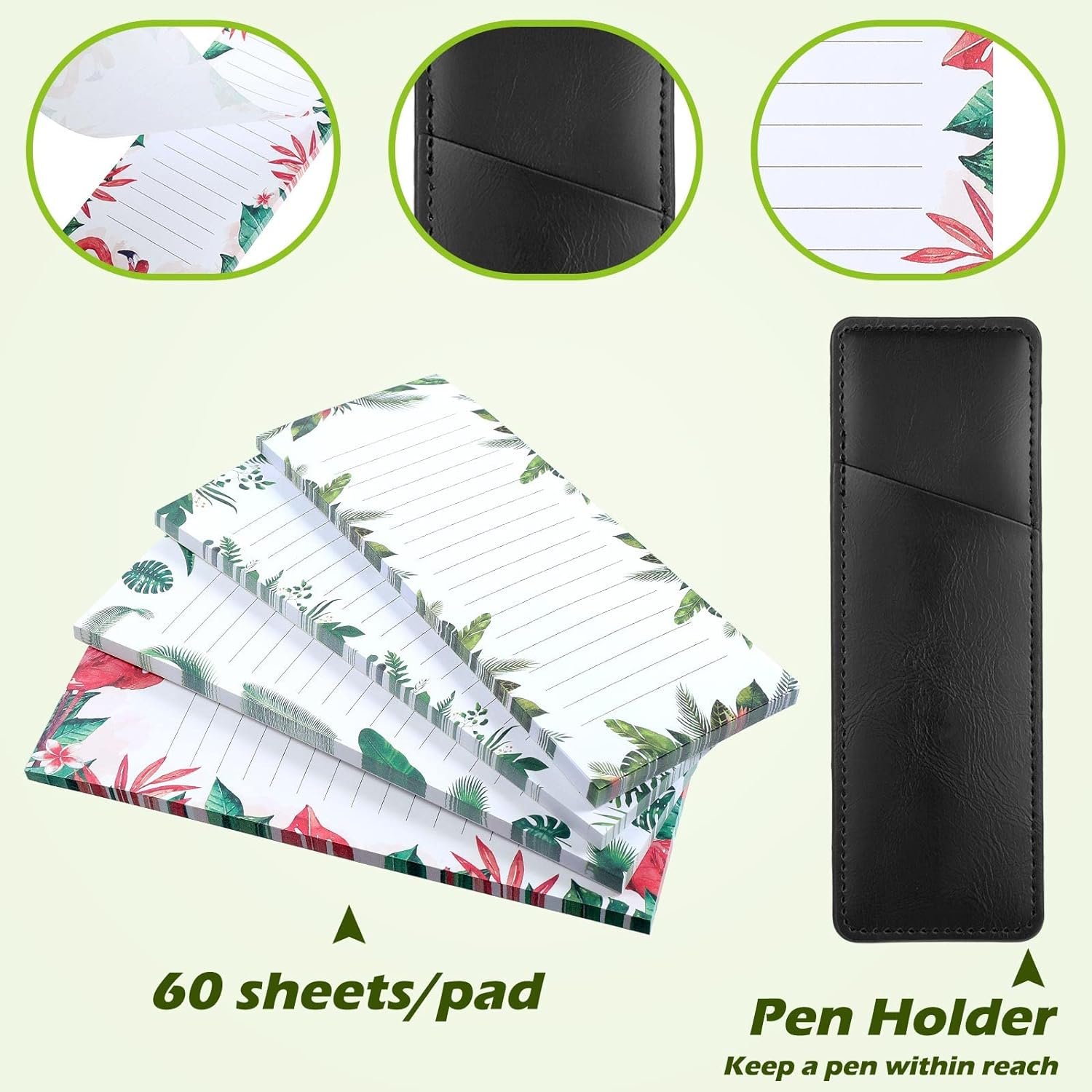 4pcs/set magnetic pad To-Do List Meal Planner List custom Refrigerator Magnet Reminders notepad with Pu Leather Pen Holder