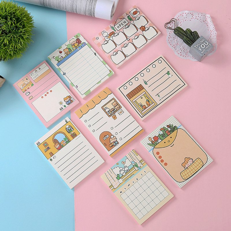 Stationery Die Cut Fashion Cartoon Memo Pad Adhesive Sticky Notes