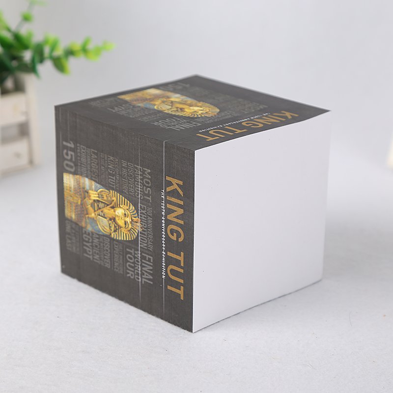 Custom logo 4 Sides Printed Promotional Memo Pad Personalized Cube Sticky Notes with Wooden Pallet