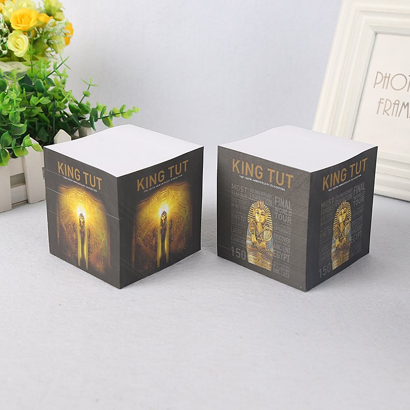 Custom logo 4 Sides Printed Promotional Memo Pad Personalized Cube Sticky Notes with Wooden Pallet