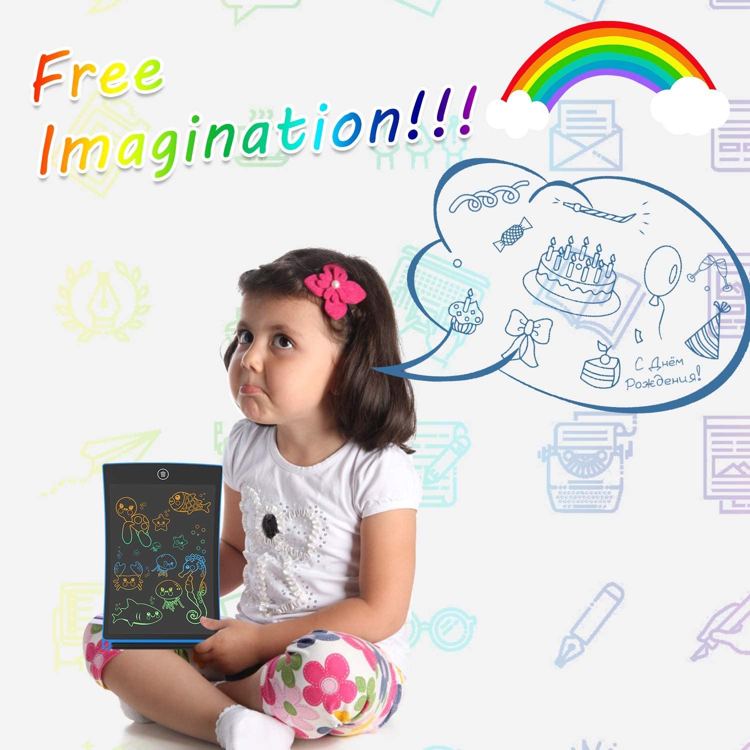 Colorful Screen Doodle Board Electronic Digital Drawing Pad Portable Bring 8.5 Inch LCD Writing Tablet with Lock Button for Kids