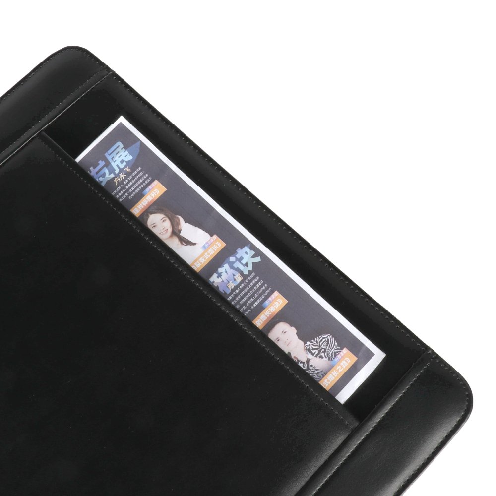 Custom Zipper Document Padfolio Folder With Memo Black Business Zippered PU Leather A4 Document Padfolio Portfolio Folder
