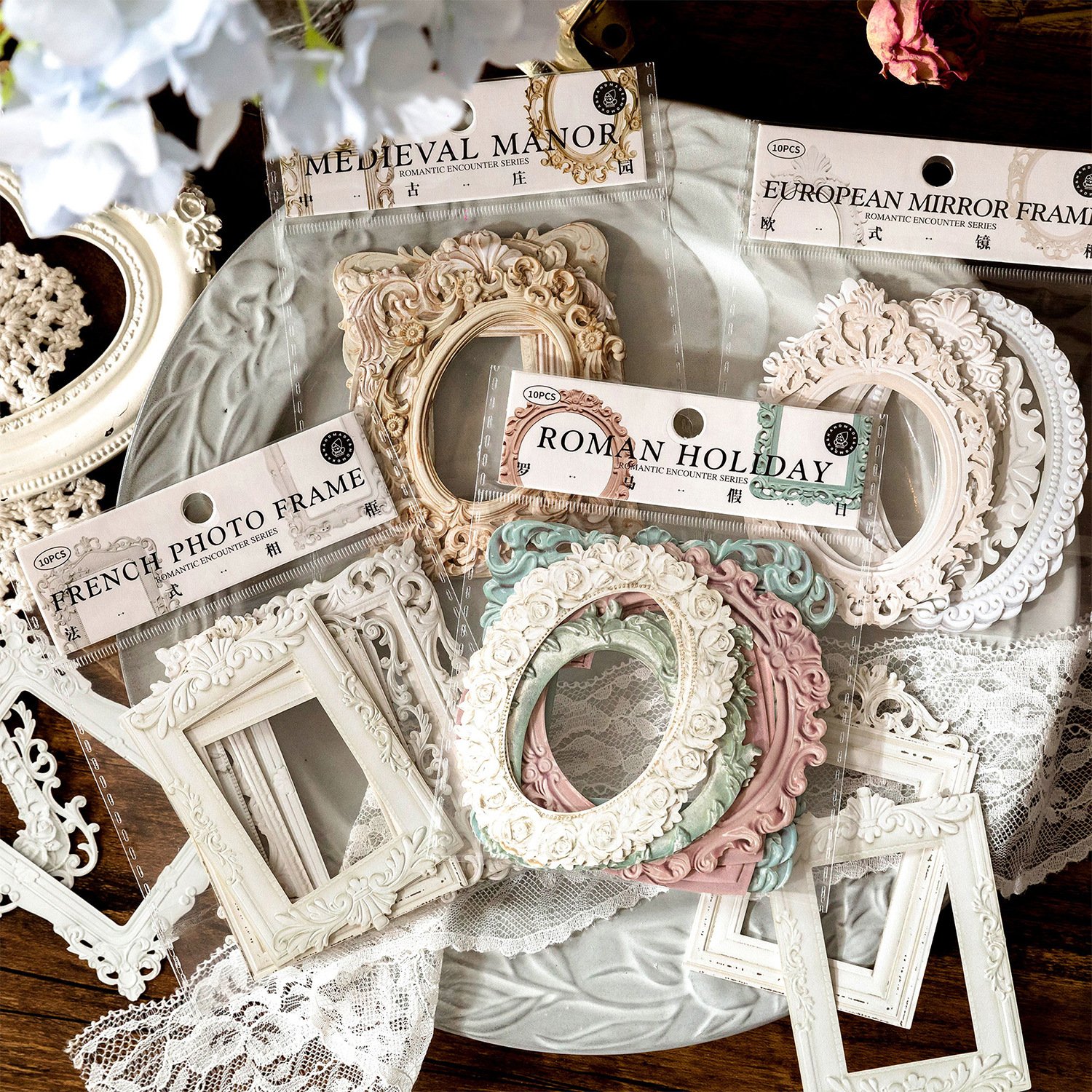 10 Pieces/Pack Border decorative paper Collage Card Romantic Hand Account DIY Material Decoration Base 6 Options
