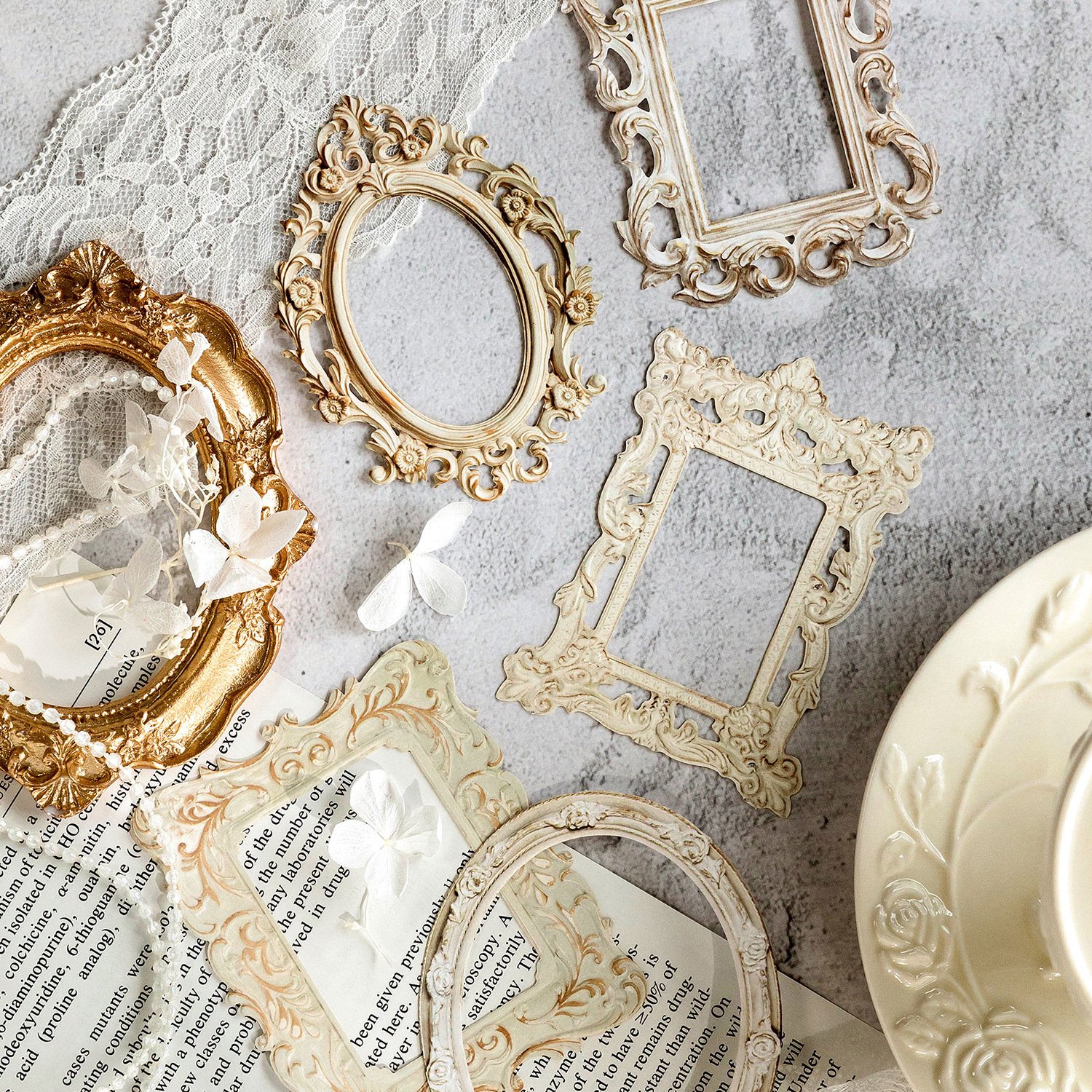 10 Pieces/Pack Border decorative paper Collage Card Romantic Hand Account DIY Material Decoration Base 6 Options