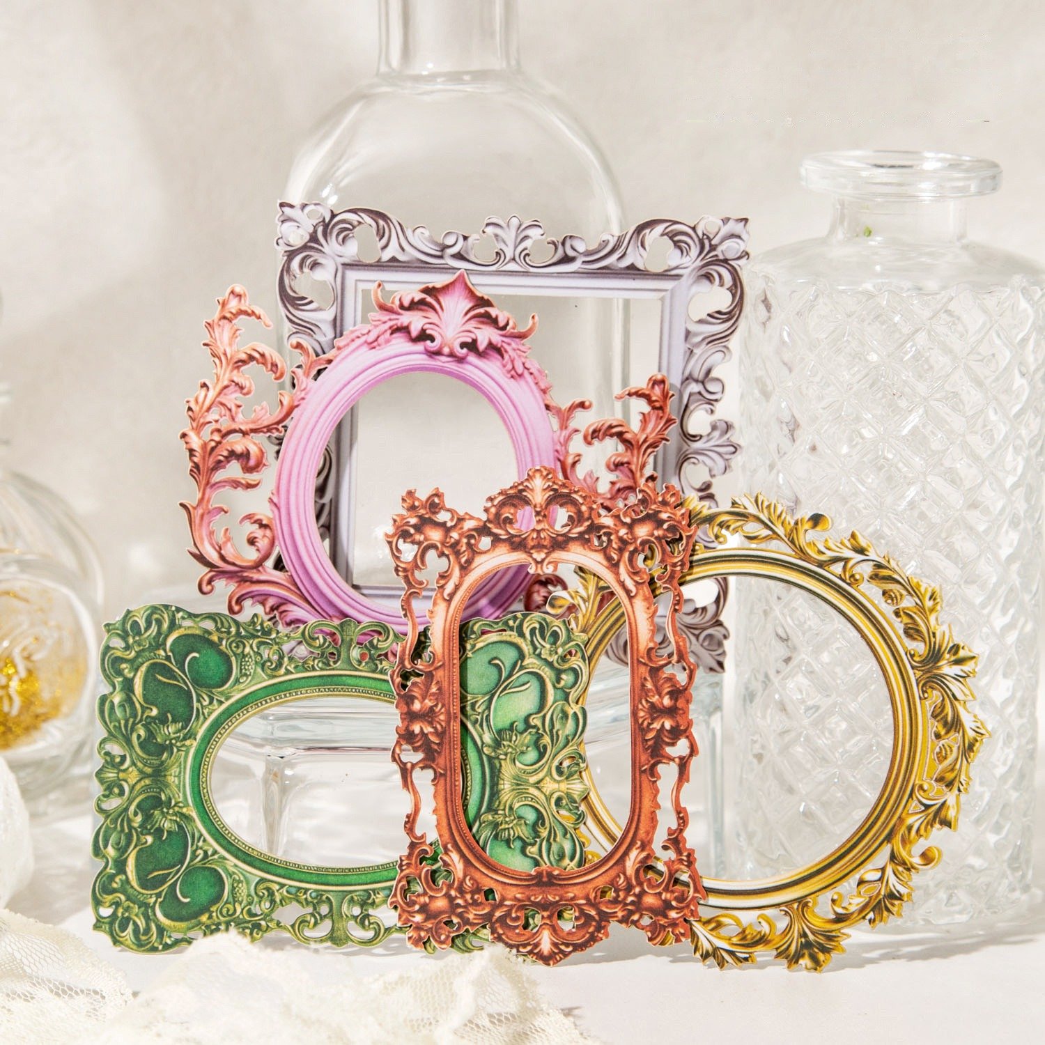 10pcs/pack Hardcard Baroque photo frame series Baroque openwork border Handbook material