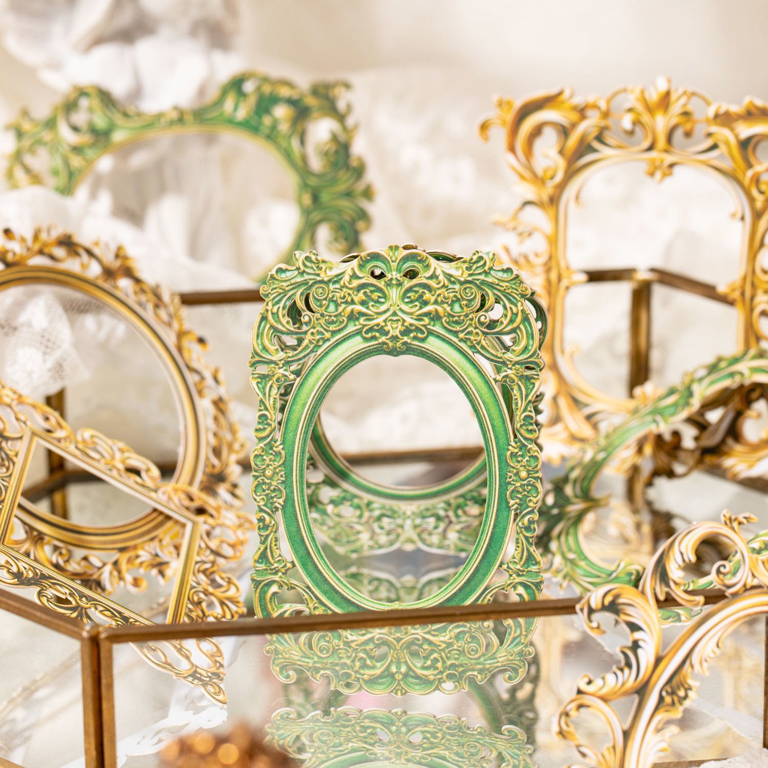 10pcs/pack Hardcard Baroque photo frame series Baroque openwork border Handbook material