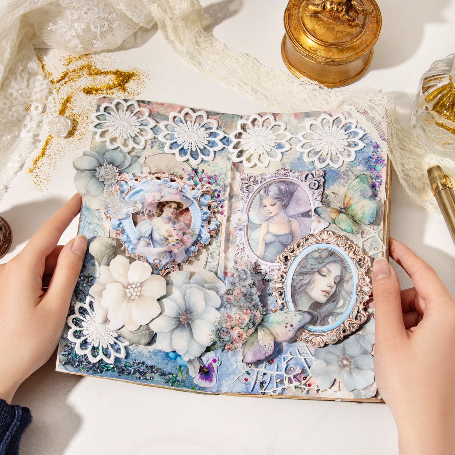 10pcs/pack Hardcard Baroque photo frame series Baroque openwork border Handbook material