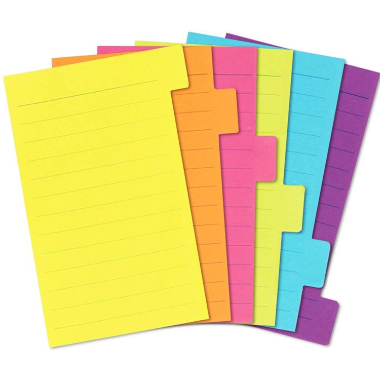 60 Clear Ruled Assorted Neon Colors Bible Tabs Divider Sticky Notes Custom Self-Stick Lined Note Pad