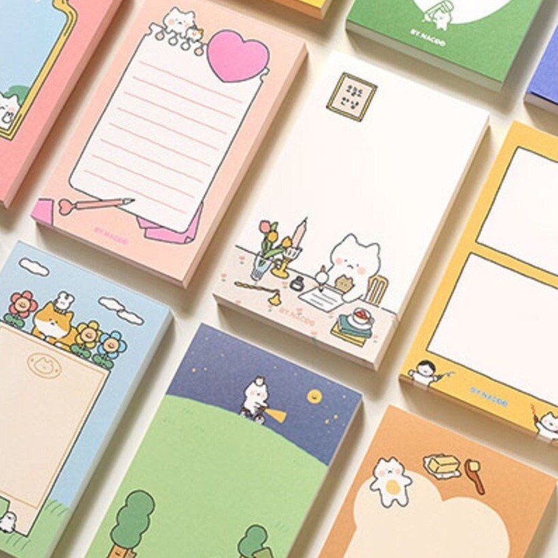 Custom Notepad Set Memo Pad Pads Kawaii Stationery Office Gradient Material Escolar Branded Note Sticky Notes