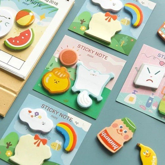 Custom Notepad Set Memo Pad Pads Kawaii Stationery Office Gradient Material Escolar Branded Note Sticky Notes